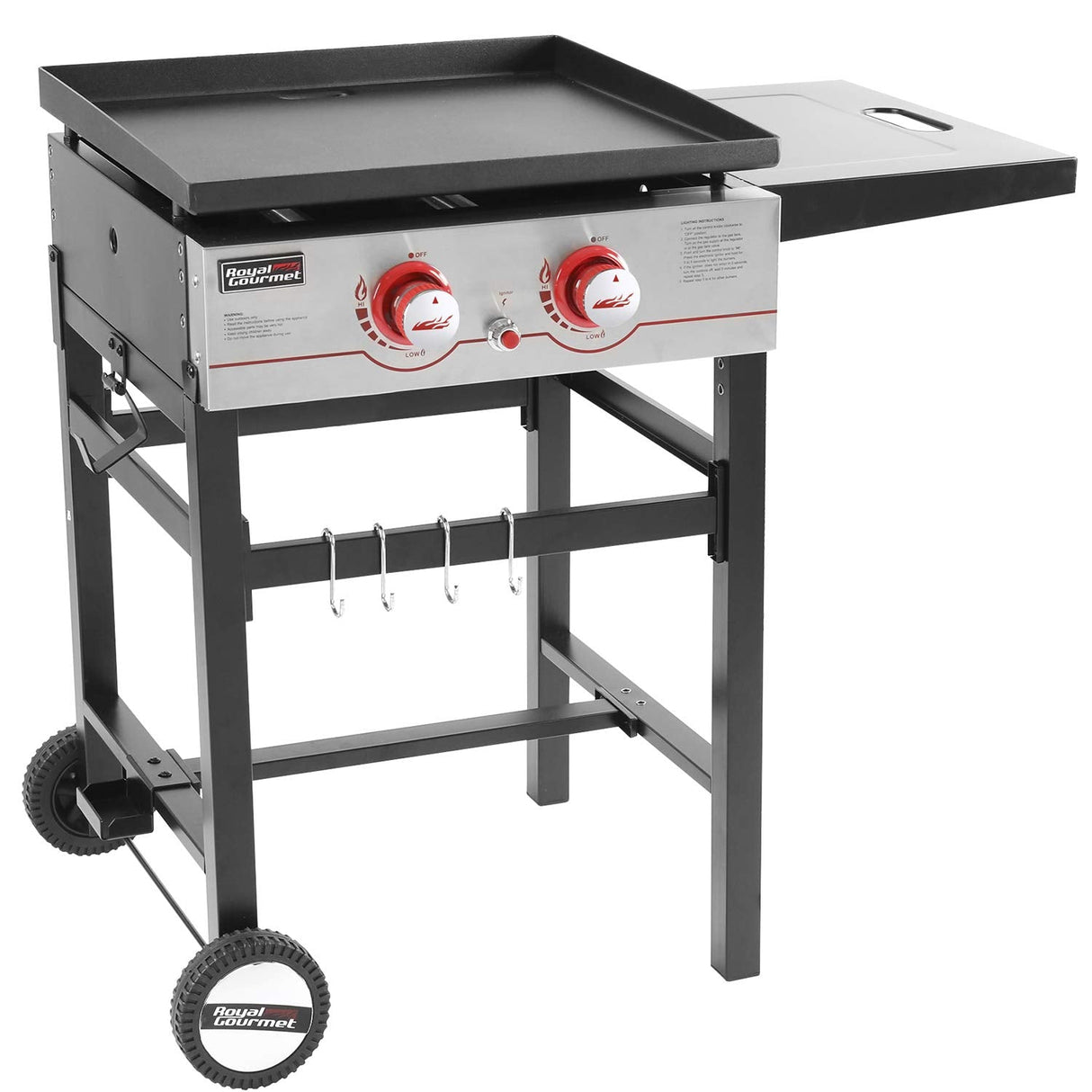 Royal Gourmet Flat Top Grill 2 Burner Outdoor Propane Gas Griddle Comal Para Tacos, Pupusas, Stove Top Grill, GB2000, Black