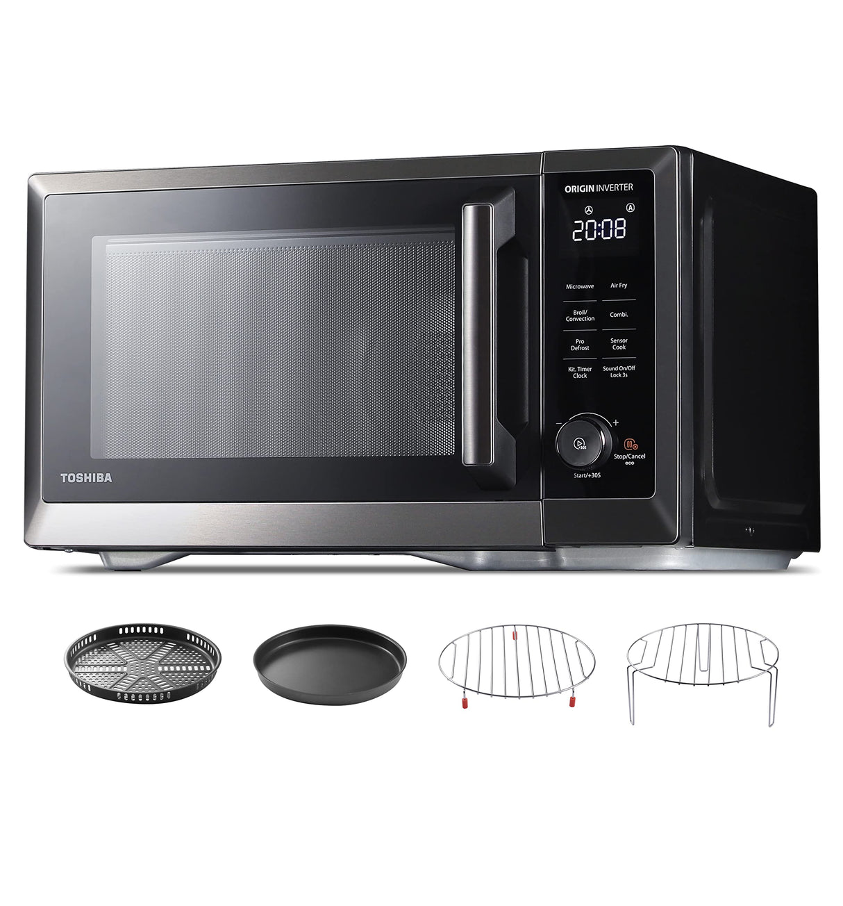 TOSHIBA 7-in-1 Countertop Microwave Oven Air Fryer Combo Master Series, Inverter Convection Broil Humidity Sensor, Even Defrost 27 Auto Menu&47 Recipes 1.0 cf 1000W